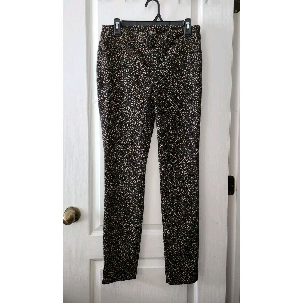 Chico's Womens Animal Print Jeggings High Rise Pull-on Skinny Black/Brown Size 4